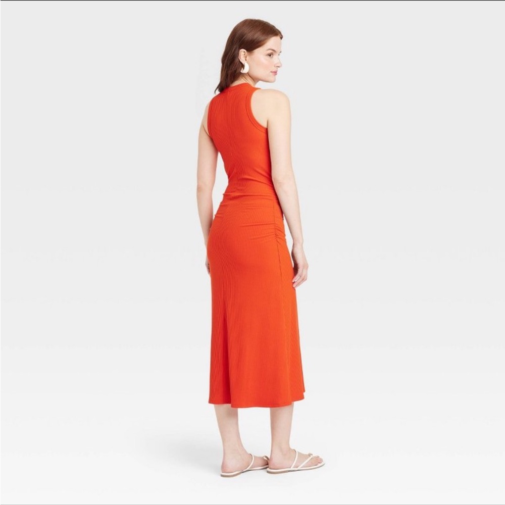 A New Day Red Sheath Midi Dress with Slit